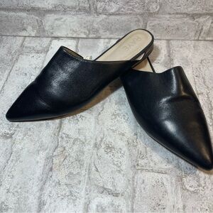 Raye Slip On Black Leather Mule Flats Size 9
